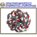 3-strand cotton knotted cotton rope dog chew , monkey fist dog toy , monkeyfist knot